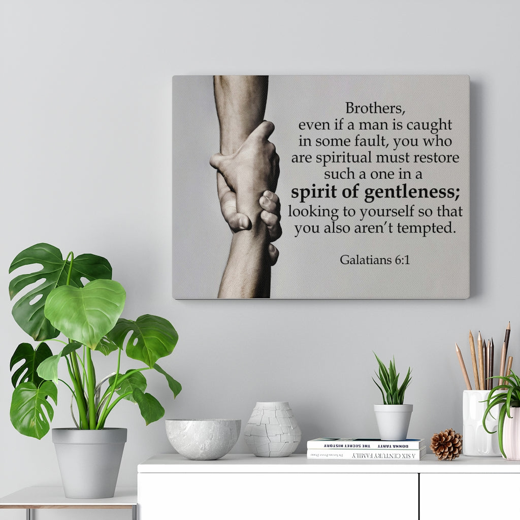 Scripture Walls Spirit of Gentleness Galatians 6:1Bible Verse Canvas Christian Wall Art Ready to Hang Unframed-Express Your Love Gifts