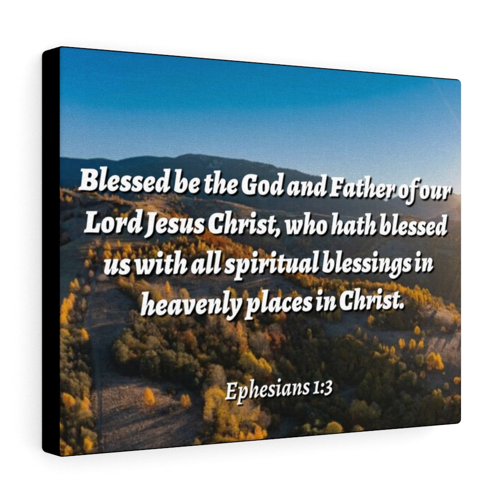 Scripture Walls Spiritual Blessings Ephesians 1:3 Bible Verse Canvas Christian Wall Art Ready to Hang Unframed-Express Your Love Gifts