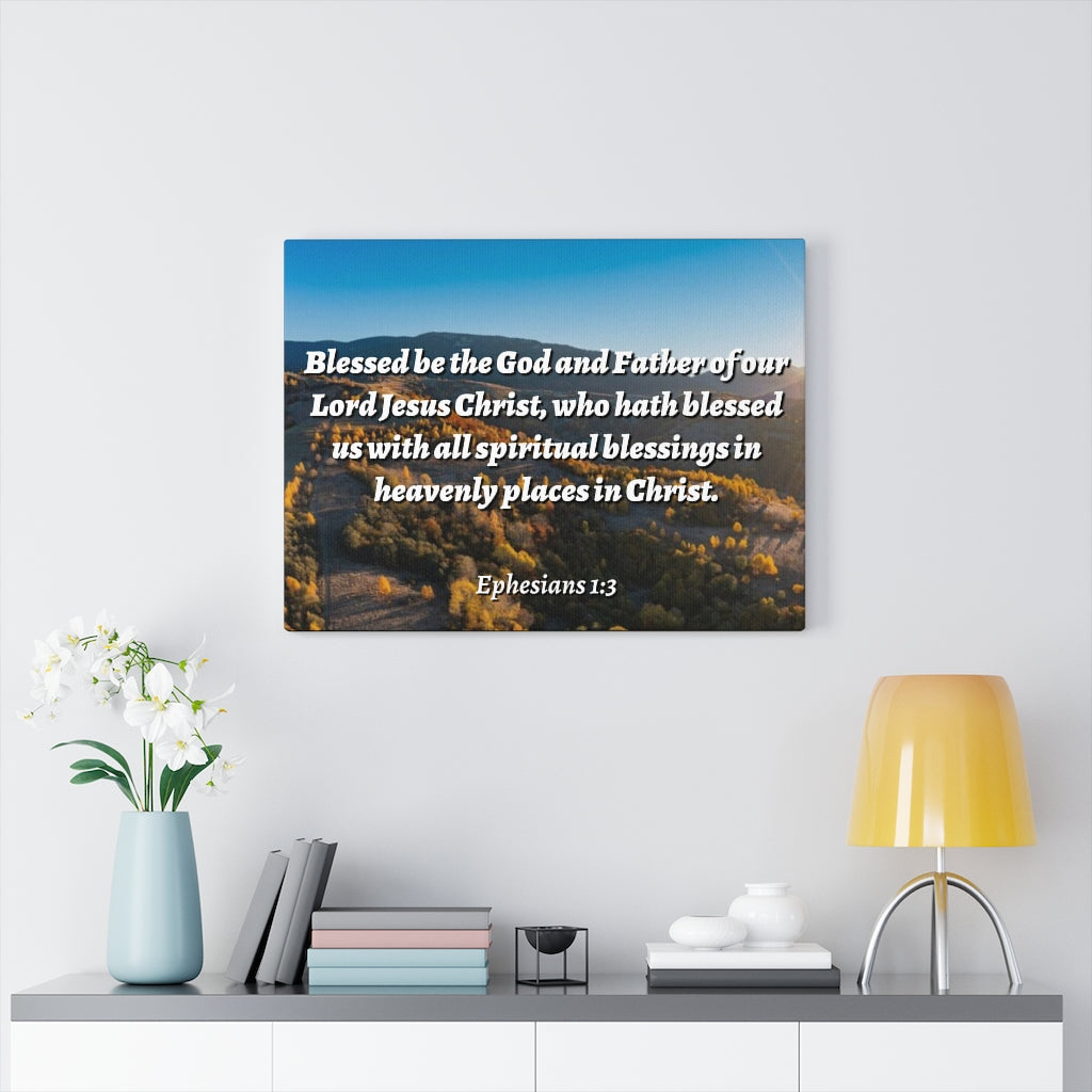 Scripture Walls Spiritual Blessings Ephesians 1:3 Bible Verse Canvas Christian Wall Art Ready to Hang Unframed-Express Your Love Gifts
