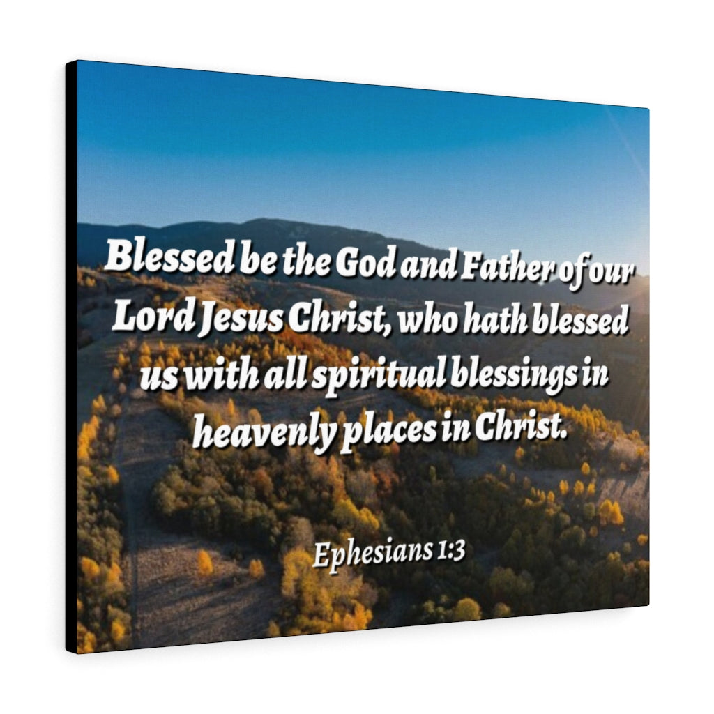 Scripture Walls Spiritual Blessings Ephesians 1:3 Bible Verse Canvas Christian Wall Art Ready to Hang Unframed-Express Your Love Gifts
