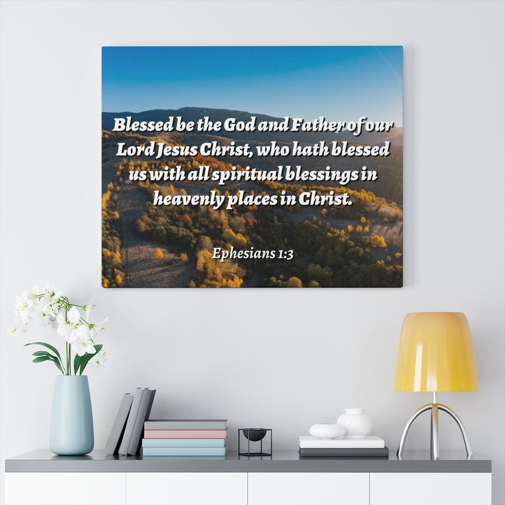 Scripture Walls Spiritual Blessings Ephesians 1:3 Bible Verse Canvas Christian Wall Art Ready to Hang Unframed-Express Your Love Gifts