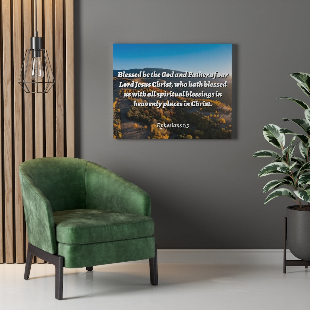 Scripture Walls Spiritual Blessings Ephesians 1:3 Bible Verse Canvas Christian Wall Art Ready to Hang Unframed-Express Your Love Gifts
