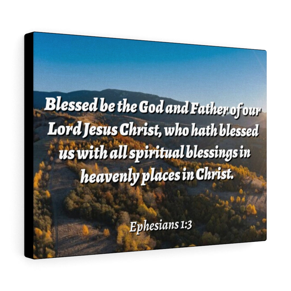 Scripture Walls Spiritual Blessings Ephesians 1:3 Bible Verse Canvas Christian Wall Art Ready to Hang Unframed-Express Your Love Gifts
