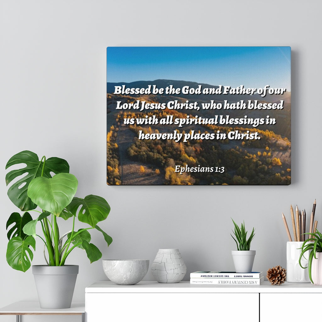 Scripture Walls Spiritual Blessings Ephesians 1:3 Bible Verse Canvas Christian Wall Art Ready to Hang Unframed-Express Your Love Gifts