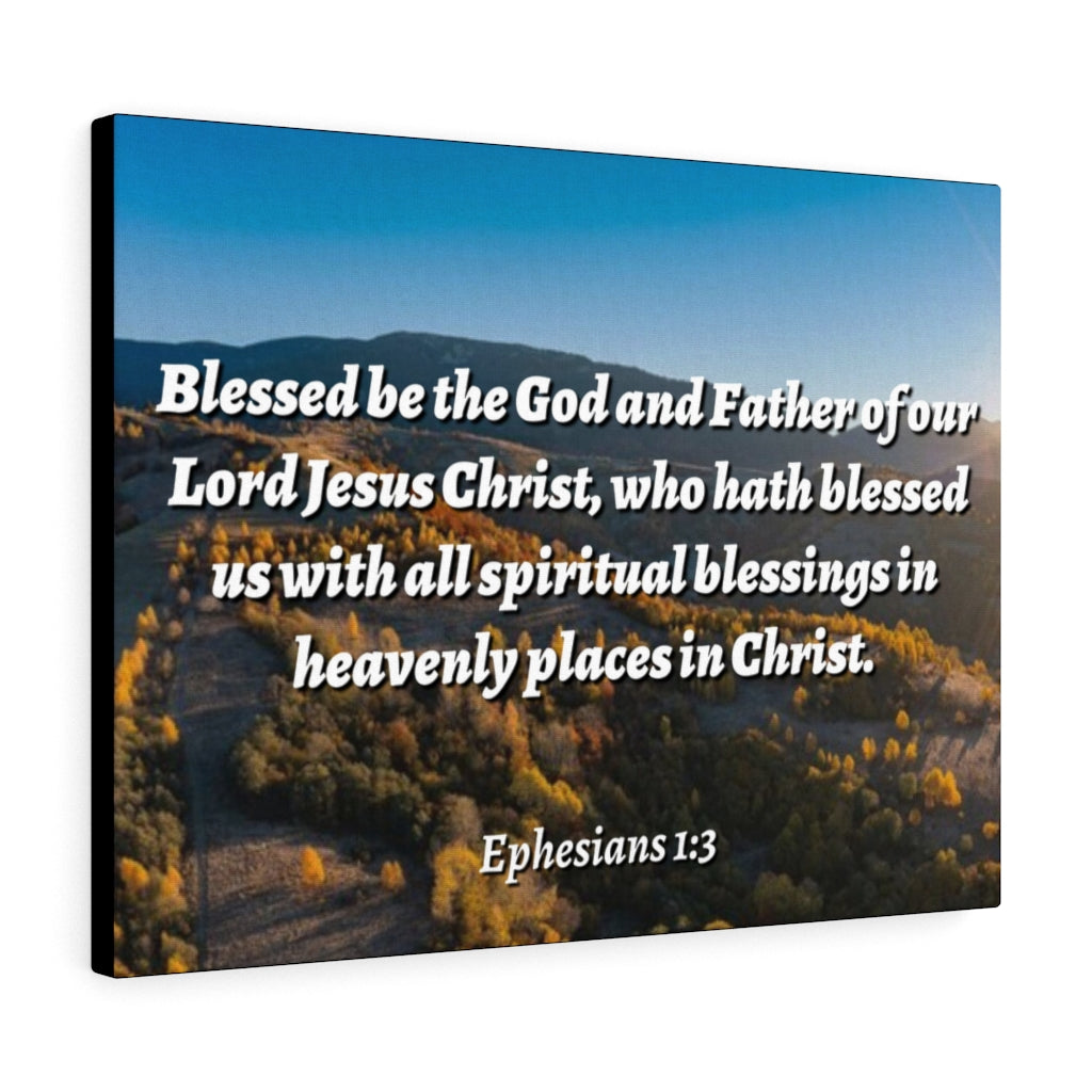 Scripture Walls Spiritual Blessings Ephesians 1:3 Bible Verse Canvas Christian Wall Art Ready to Hang Unframed-Express Your Love Gifts