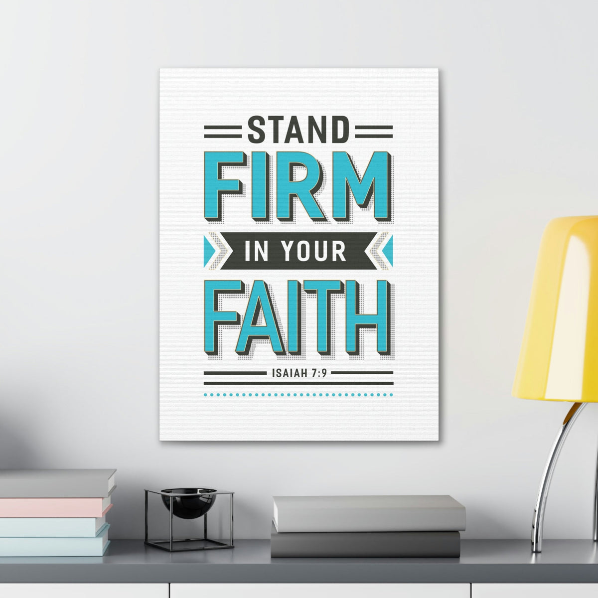 Scripture Walls Stand Firm In Your Faith 1 Corinthians 16:13 Blue Christian Wall Art Bible Verse Print Ready to Hang Unframed-Express Your Love Gifts