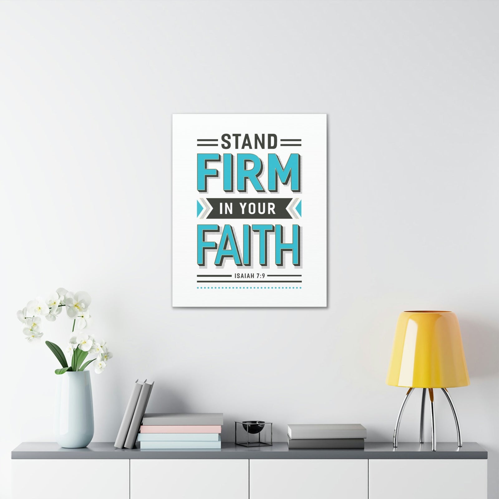 Scripture Walls Stand Firm In Your Faith 1 Corinthians 16:13 Blue Christian Wall Art Bible Verse Print Ready to Hang Unframed-Express Your Love Gifts