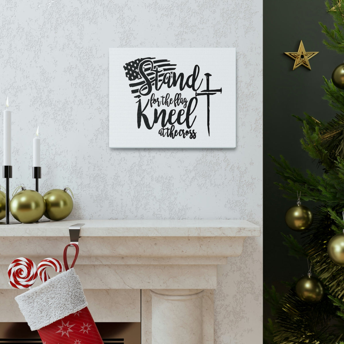 Scripture Walls Stand For The Flag, Kneel At The Cross Galatians 2:20 Christian Wall Art Print Ready to Hang Unframed-Express Your Love Gifts