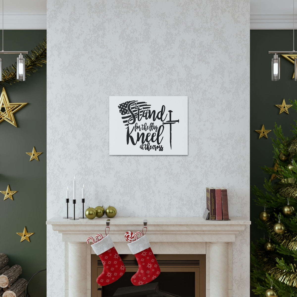 Scripture Walls Stand For The Flag, Kneel At The Cross Galatians 2:20 Christian Wall Art Print Ready to Hang Unframed-Express Your Love Gifts