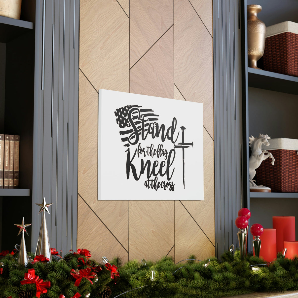 Scripture Walls Stand For The Flag, Kneel At The Cross Galatians 2:20 Christian Wall Art Print Ready to Hang Unframed-Express Your Love Gifts