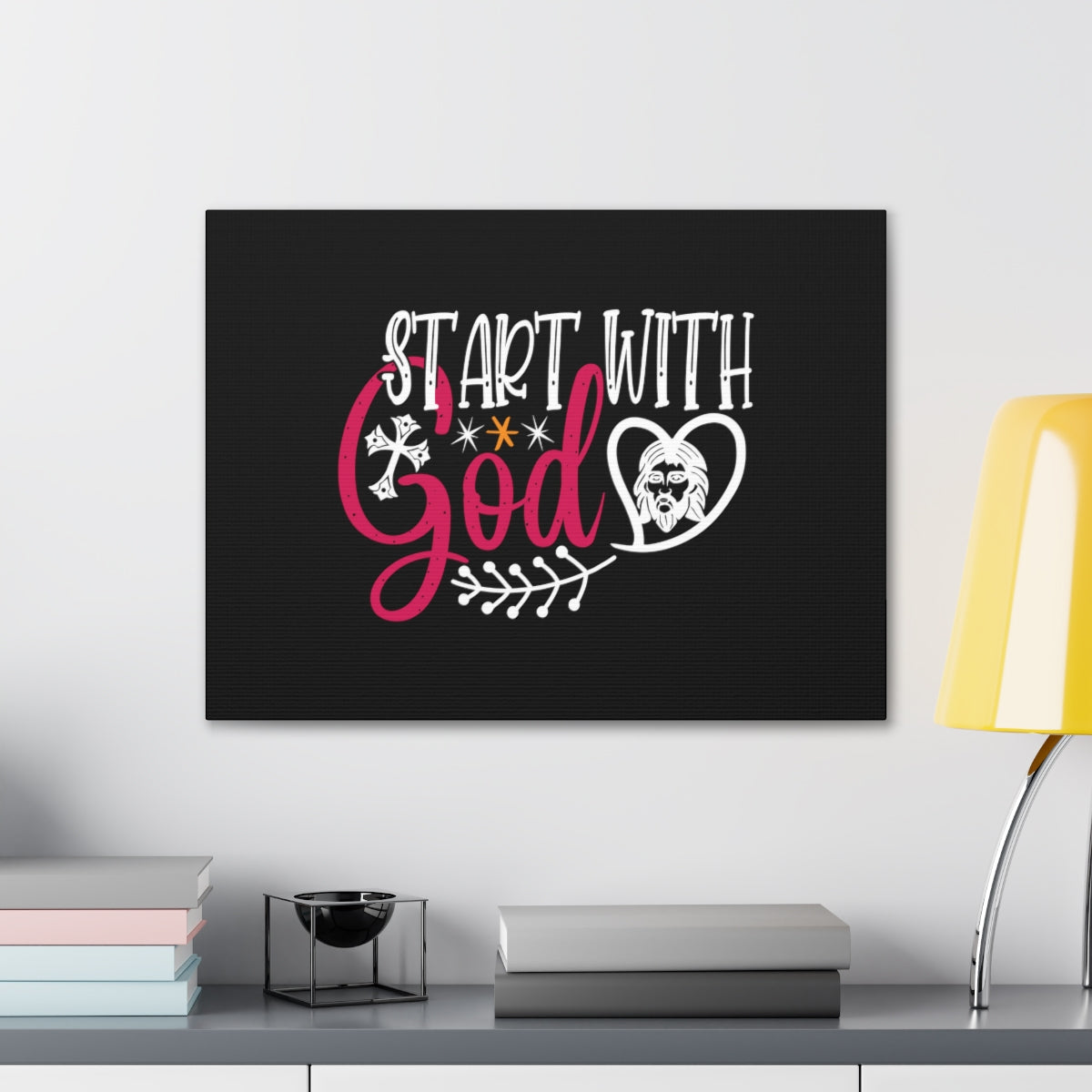 Scripture Walls Start With God Proverbs 1:7 Christian Wall Art Bible Verse Print Ready to Hang Unframed-Express Your Love Gifts