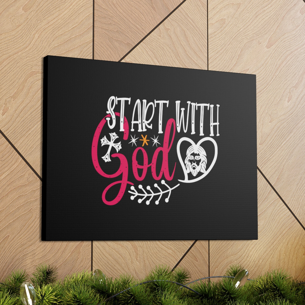 Scripture Walls Start With God Proverbs 1:7 Christian Wall Art Bible Verse Print Ready to Hang Unframed-Express Your Love Gifts