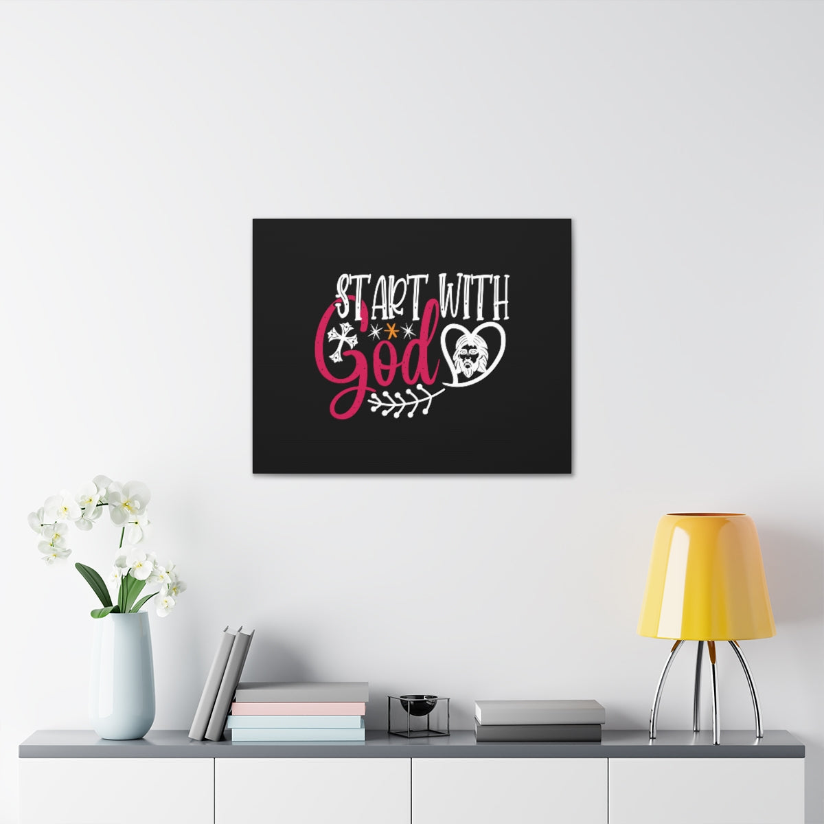 Scripture Walls Start With God Proverbs 1:7 Christian Wall Art Bible Verse Print Ready to Hang Unframed-Express Your Love Gifts