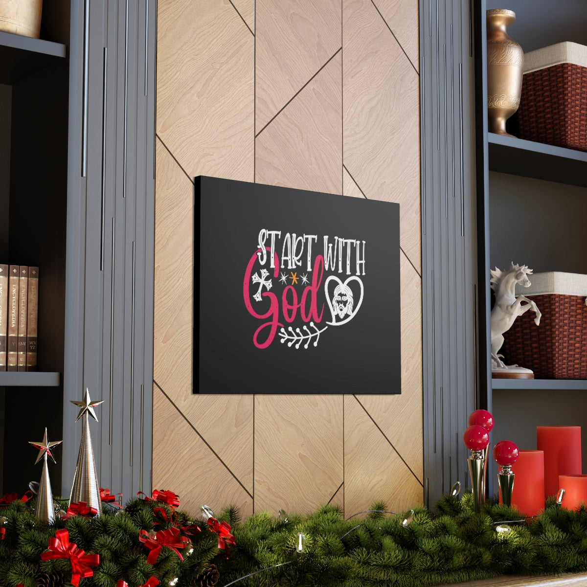 Scripture Walls Start With God Proverbs 1:7 Christian Wall Art Bible Verse Print Ready to Hang Unframed-Express Your Love Gifts