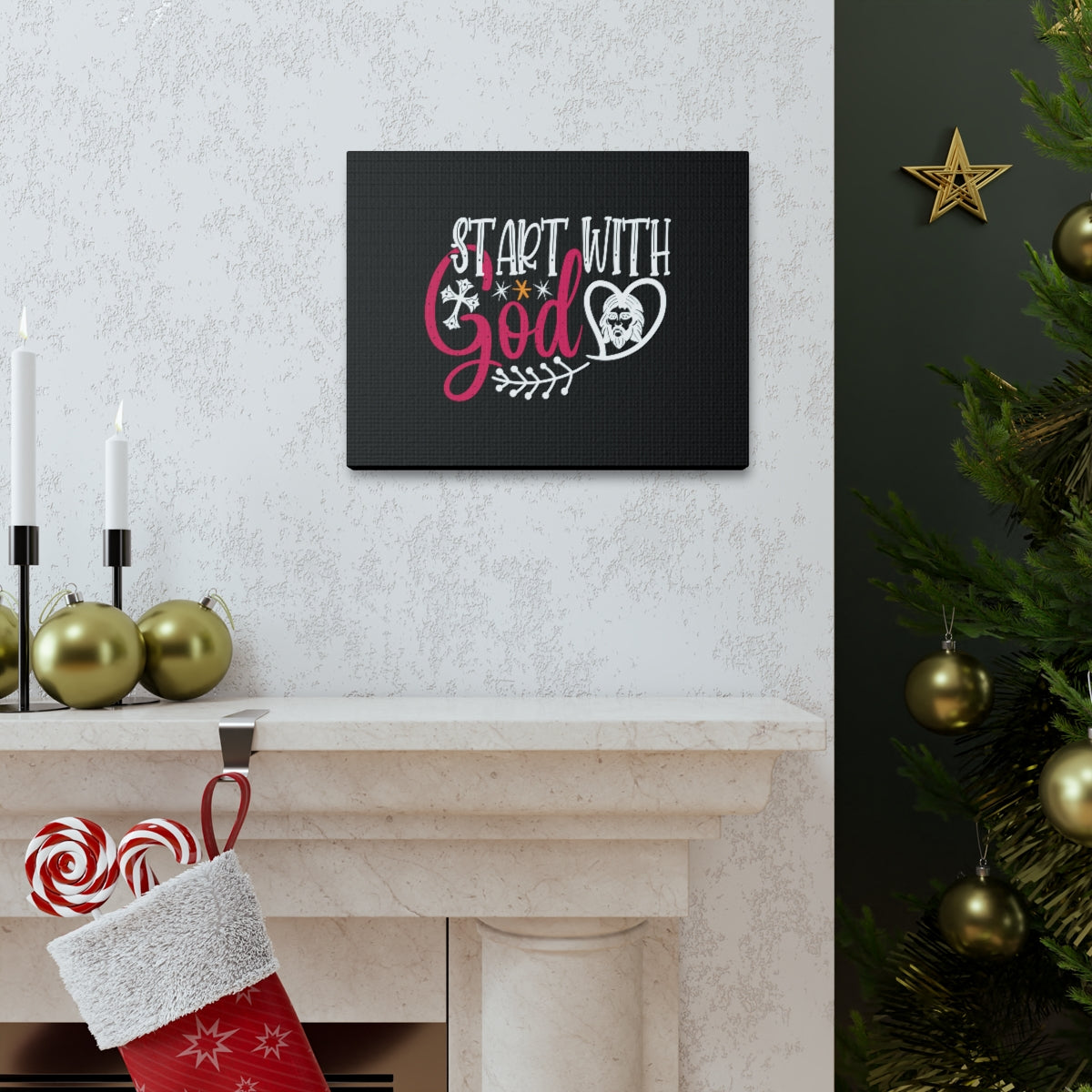 Scripture Walls Start With God Proverbs 1:7 Christian Wall Art Bible Verse Print Ready to Hang Unframed-Express Your Love Gifts