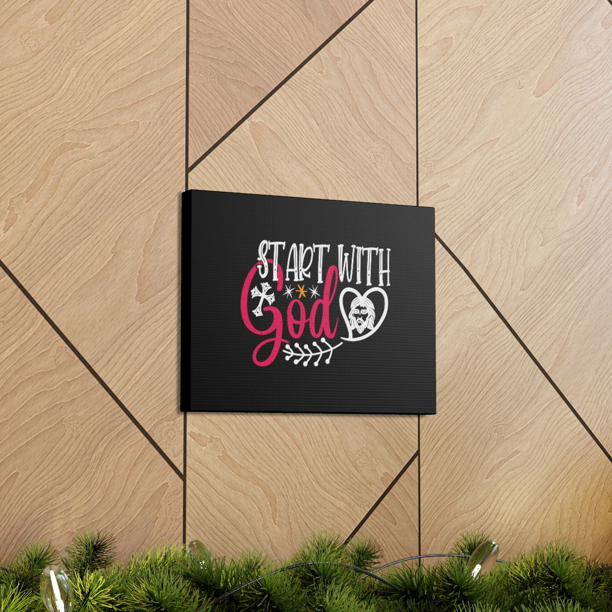 Scripture Walls Start With God Proverbs 1:7 Christian Wall Art Bible Verse Print Ready to Hang Unframed-Express Your Love Gifts