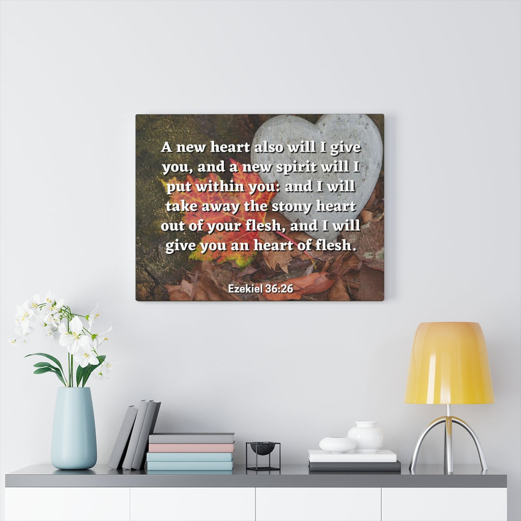 Scripture Walls Stony Heart Ezekiel 36:26 Bible Verse Canvas Christian Wall Art Ready to Hang Unframed-Express Your Love Gifts