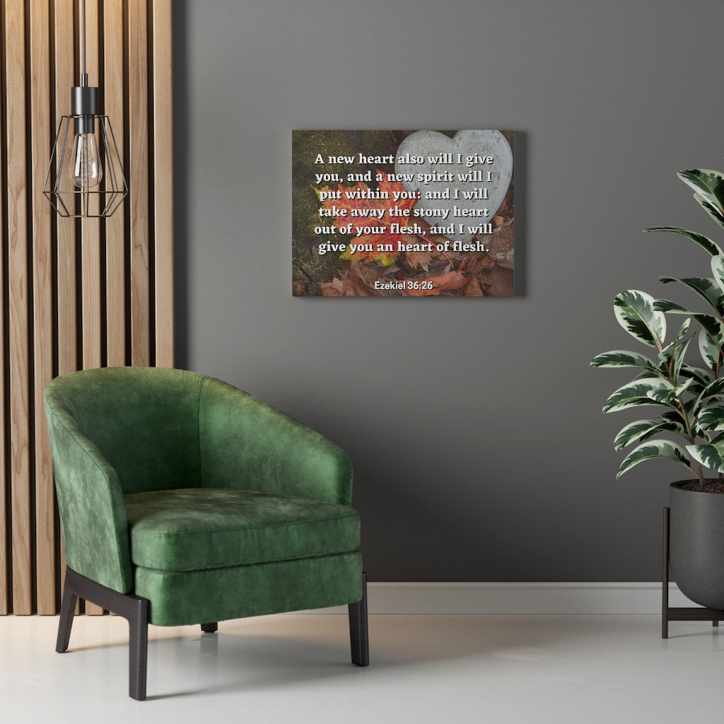 Scripture Walls Stony Heart Ezekiel 36:26 Bible Verse Canvas Christian Wall Art Ready to Hang Unframed-Express Your Love Gifts