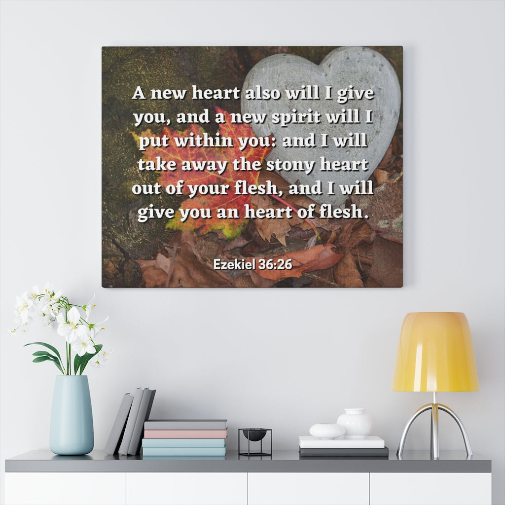Scripture Walls Stony Heart Ezekiel 36:26 Bible Verse Canvas Christian Wall Art Ready to Hang Unframed-Express Your Love Gifts