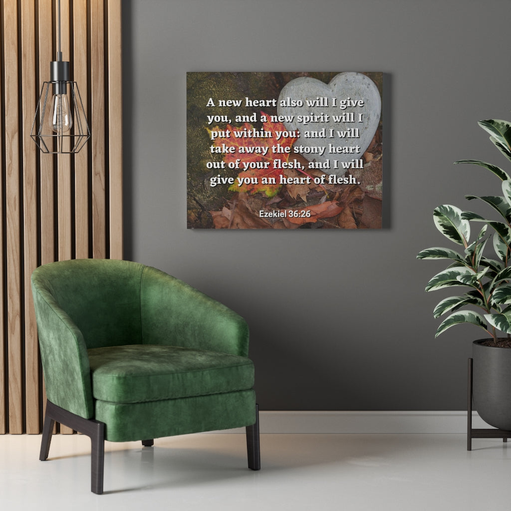 Scripture Walls Stony Heart Ezekiel 36:26 Bible Verse Canvas Christian Wall Art Ready to Hang Unframed-Express Your Love Gifts