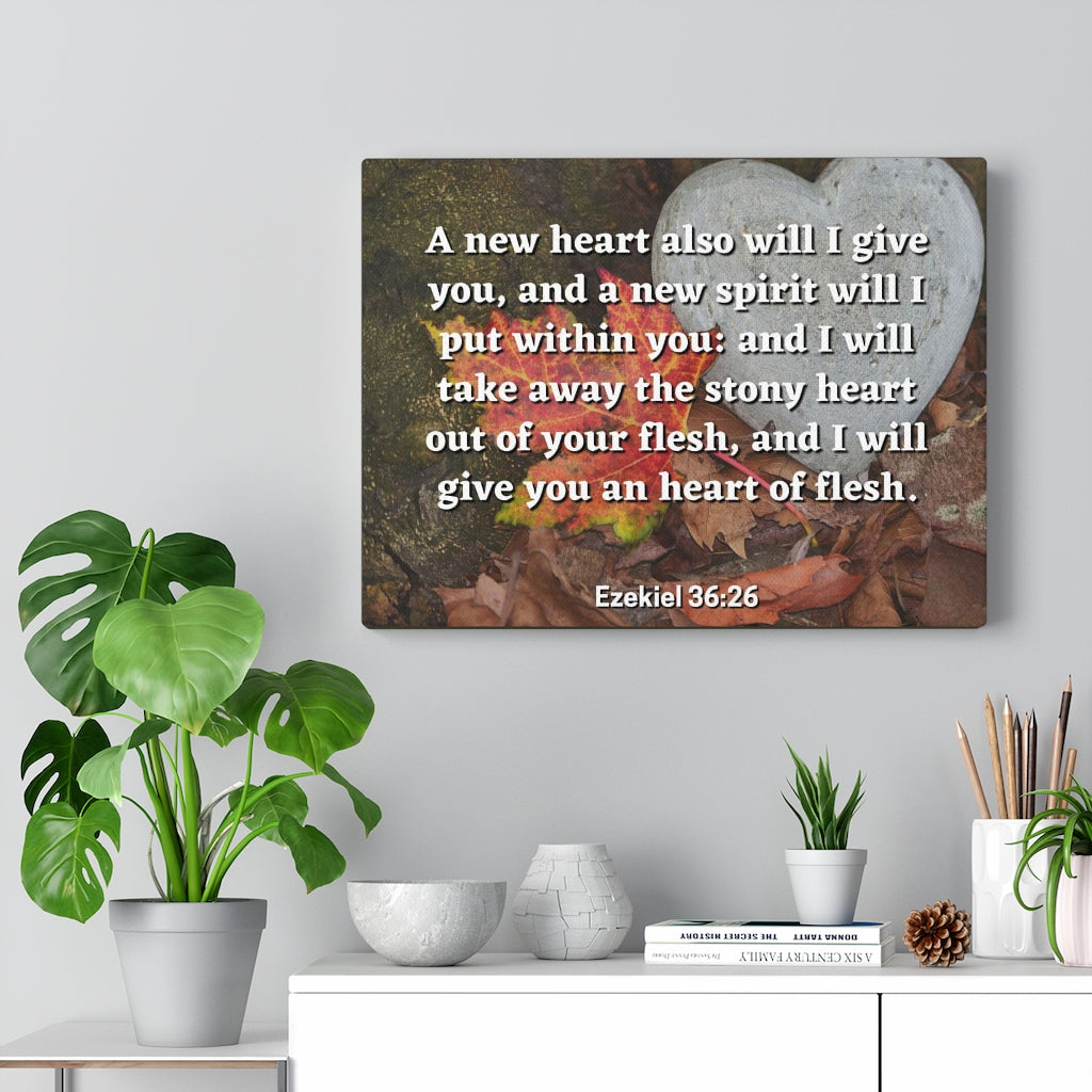 Scripture Walls Stony Heart Ezekiel 36:26 Bible Verse Canvas Christian Wall Art Ready to Hang Unframed-Express Your Love Gifts
