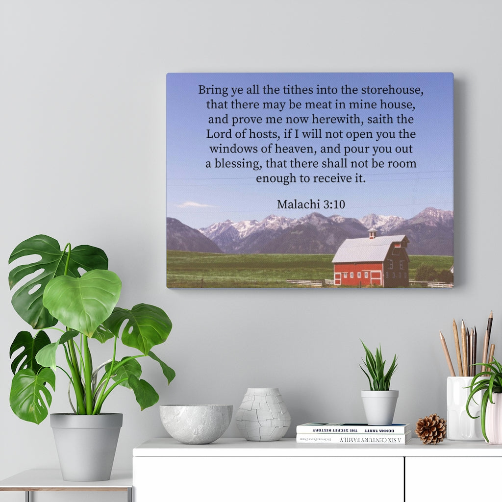 Scripture Walls Storehouse Malachi 3:10 Bible Verse Canvas Christian Wall Art Ready to Hang Unframed-Express Your Love Gifts