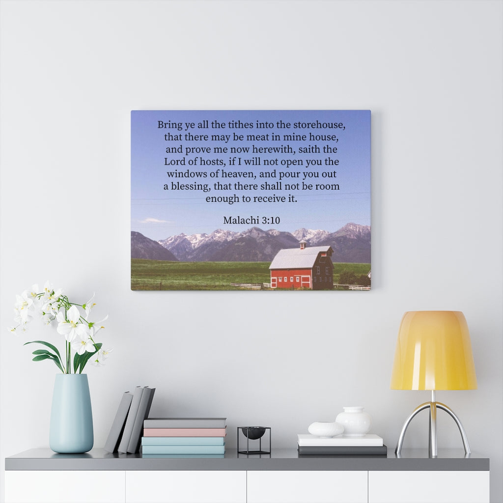 Scripture Walls Storehouse Malachi 3:10 Bible Verse Canvas Christian Wall Art Ready to Hang Unframed-Express Your Love Gifts