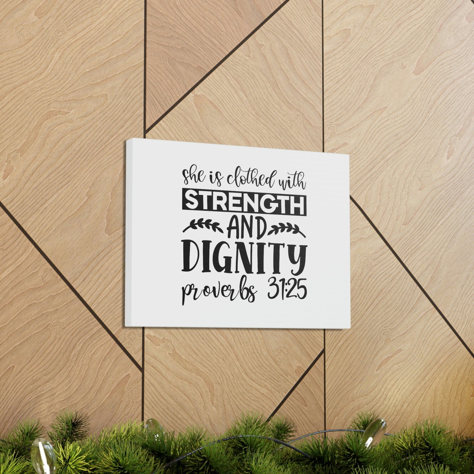 Scripture Walls Strength And Dignity Proverbs 31:25 Leaves Christian Wall Art Bible Verse Print Ready to Hang Unframed-Express Your Love Gifts