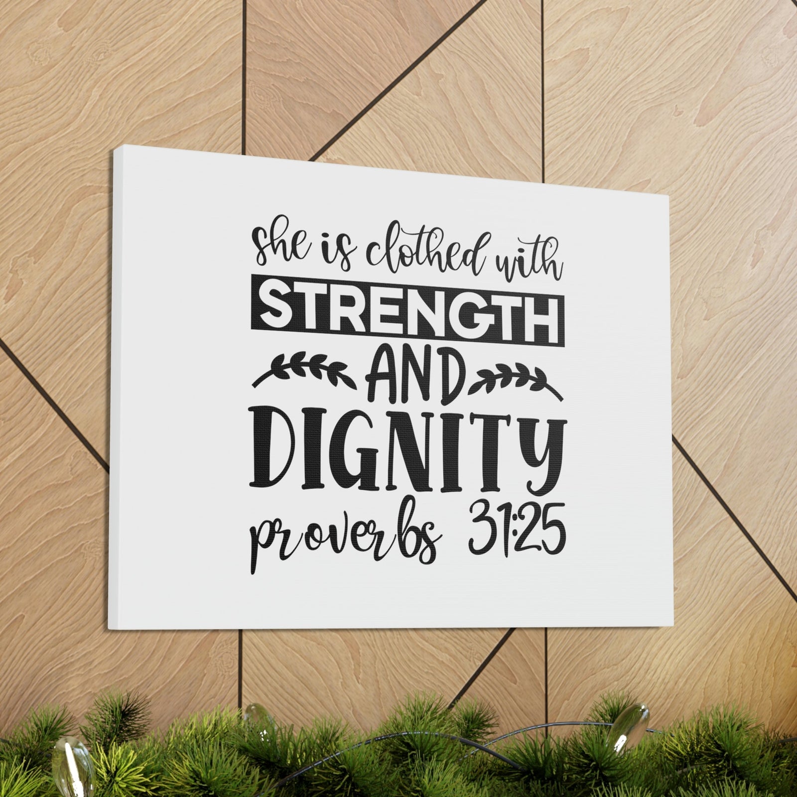 Scripture Walls Strength And Dignity Proverbs 31:25 Leaves Christian Wall Art Bible Verse Print Ready to Hang Unframed-Express Your Love Gifts
