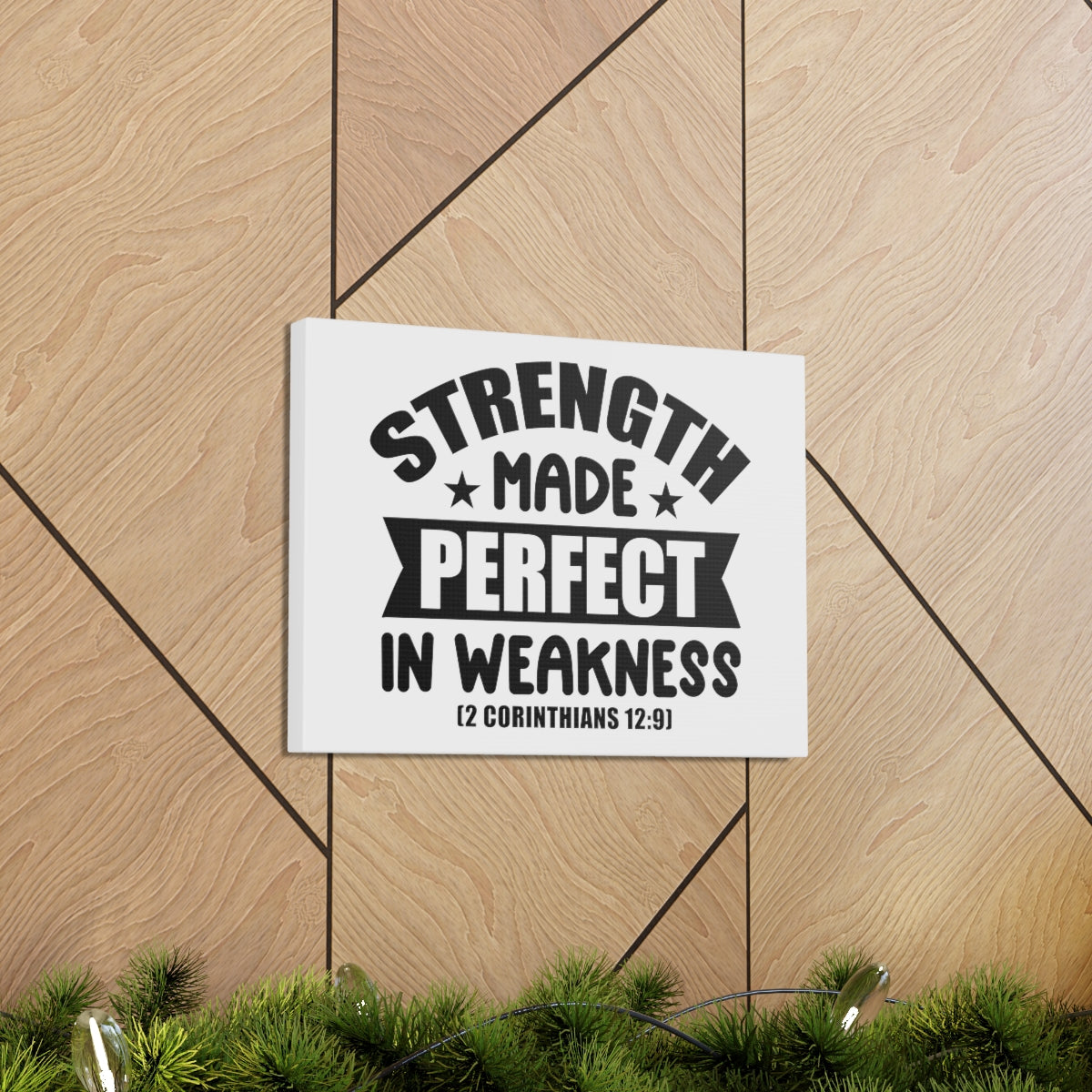 Scripture Walls Strength Made 2 Corinthians 12:9 Stars Bible Verse Canvas Christian Wall Art Ready to Hang Unframed-Express Your Love Gifts
