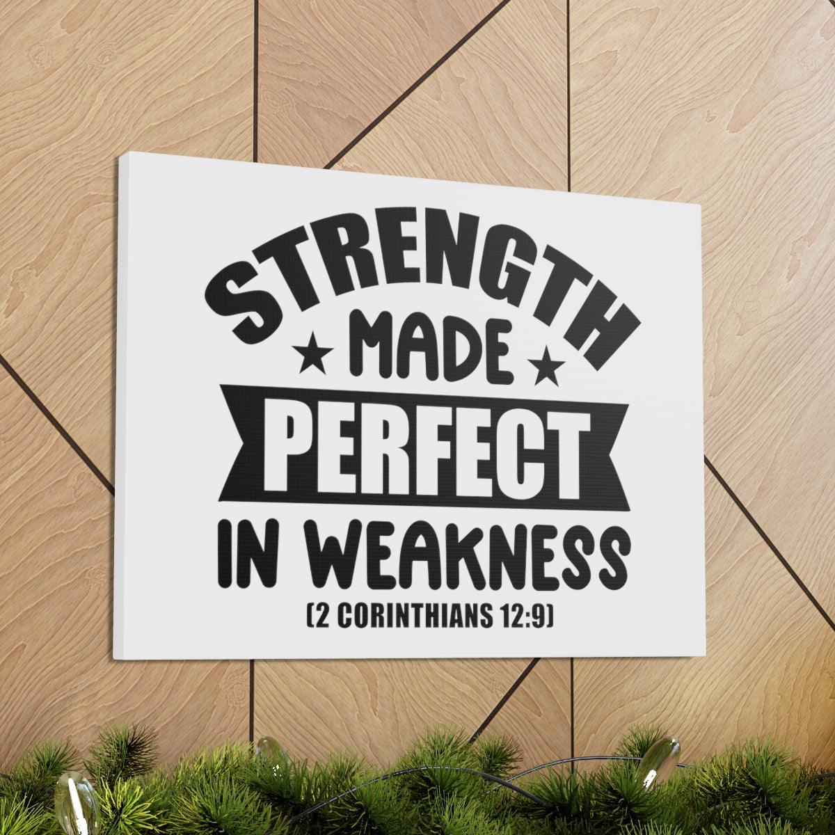 Scripture Walls Strength Made 2 Corinthians 12:9 Stars Bible Verse Canvas Christian Wall Art Ready to Hang Unframed-Express Your Love Gifts