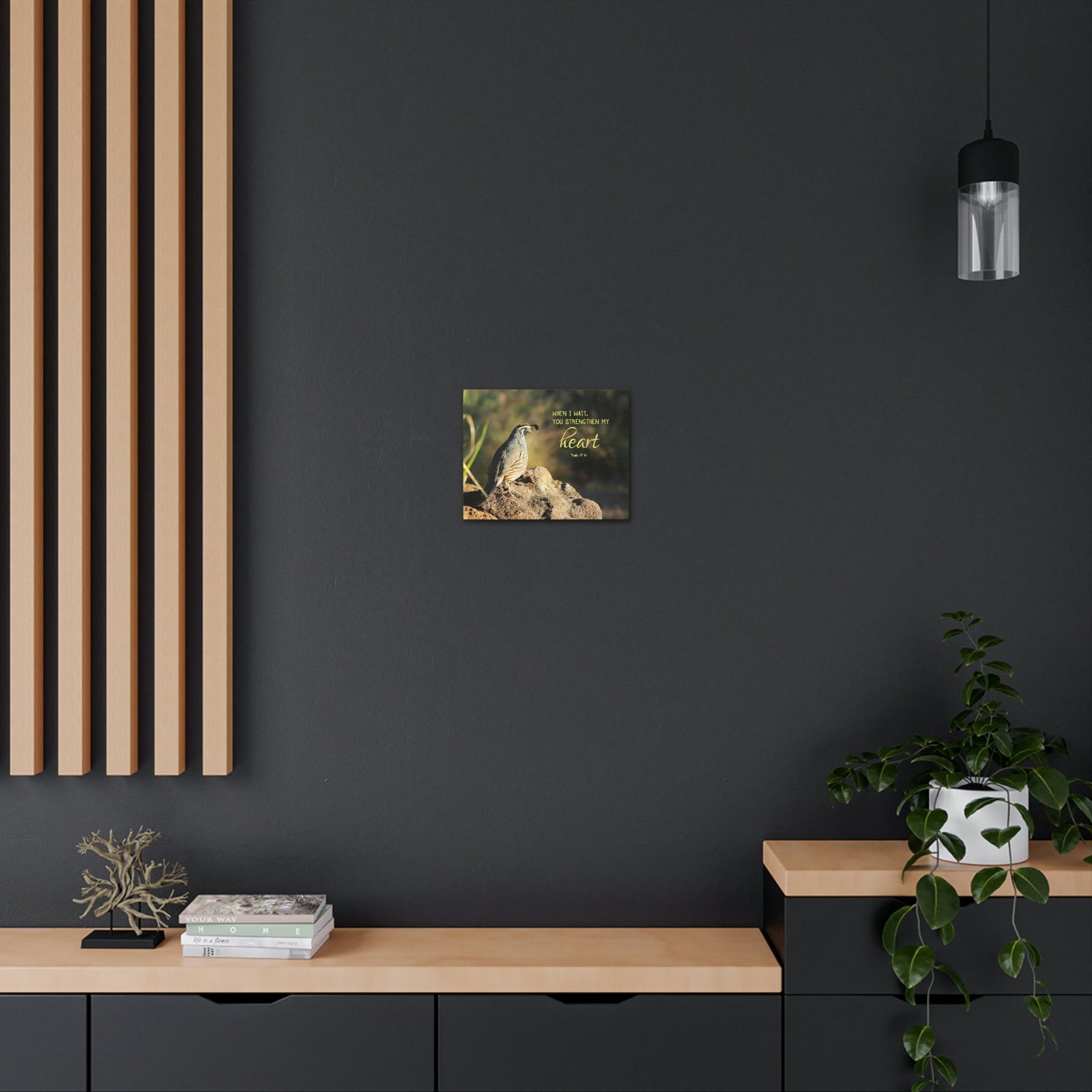 Scripture Walls Strengthen My Heart Psalm 27:14 Bird Bible Verse Canvas Christian Wall Art Ready to Hang Unframed-Express Your Love Gifts