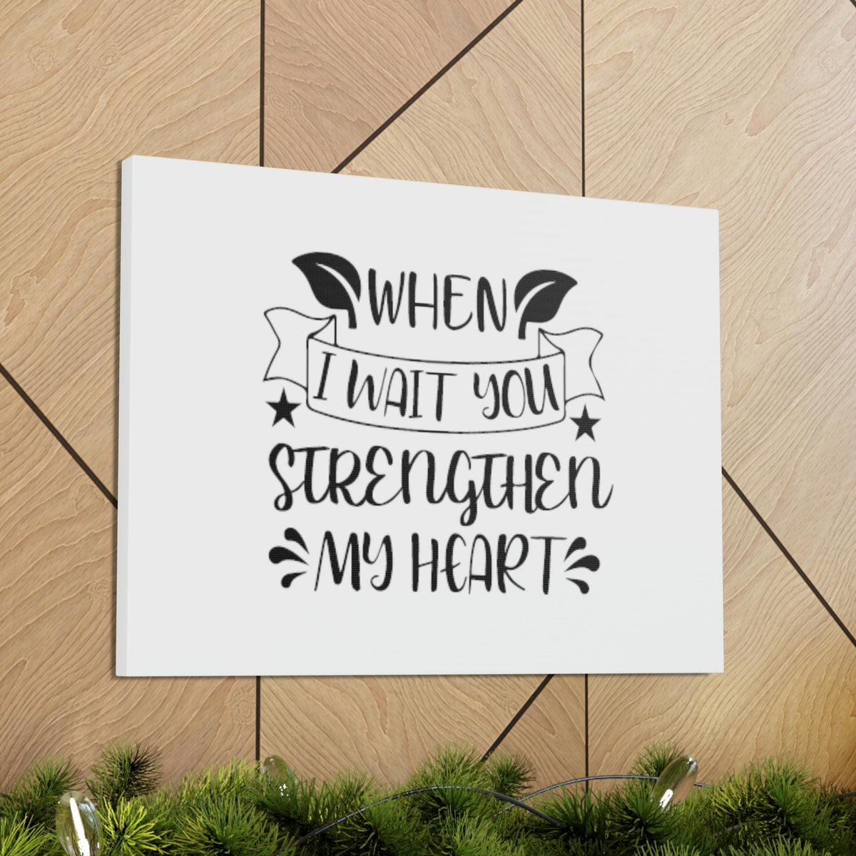 Scripture Walls Strengthen My Heart Psalm 27:14 Leaves Christian Wall Art Bible Verse Print Ready to Hang Unframed-Express Your Love Gifts