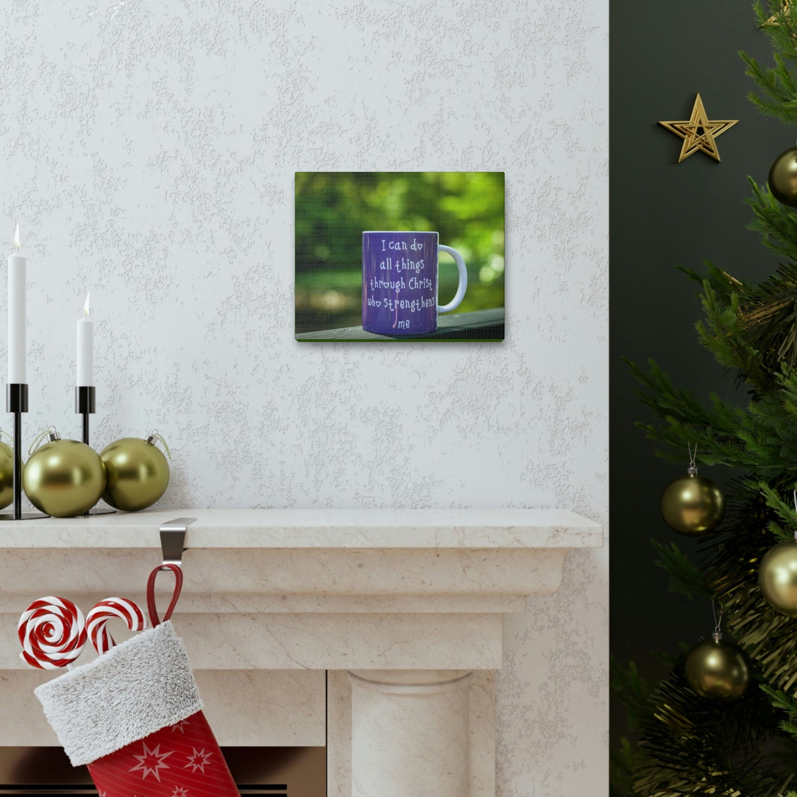 Scripture Walls Strengthens Me Philippians 4:13 Purple Mug Christian Wall Art Bible Verse Print Ready to Hang Unframed-Express Your Love Gifts