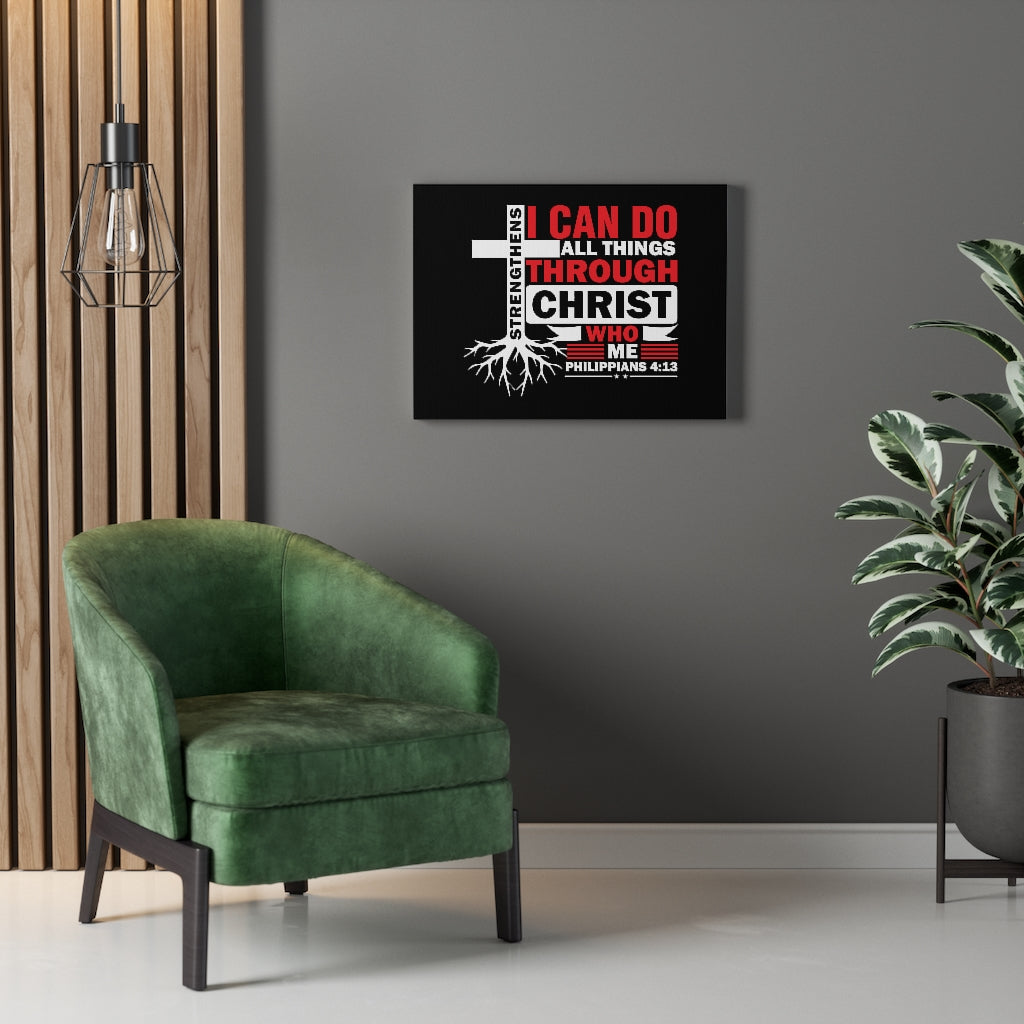 Scripture Walls Strengthens Me Red Cross Philippians 4:13 Bible Verse Canvas Christian Wall Art Ready to Hang Unframed-Express Your Love Gifts