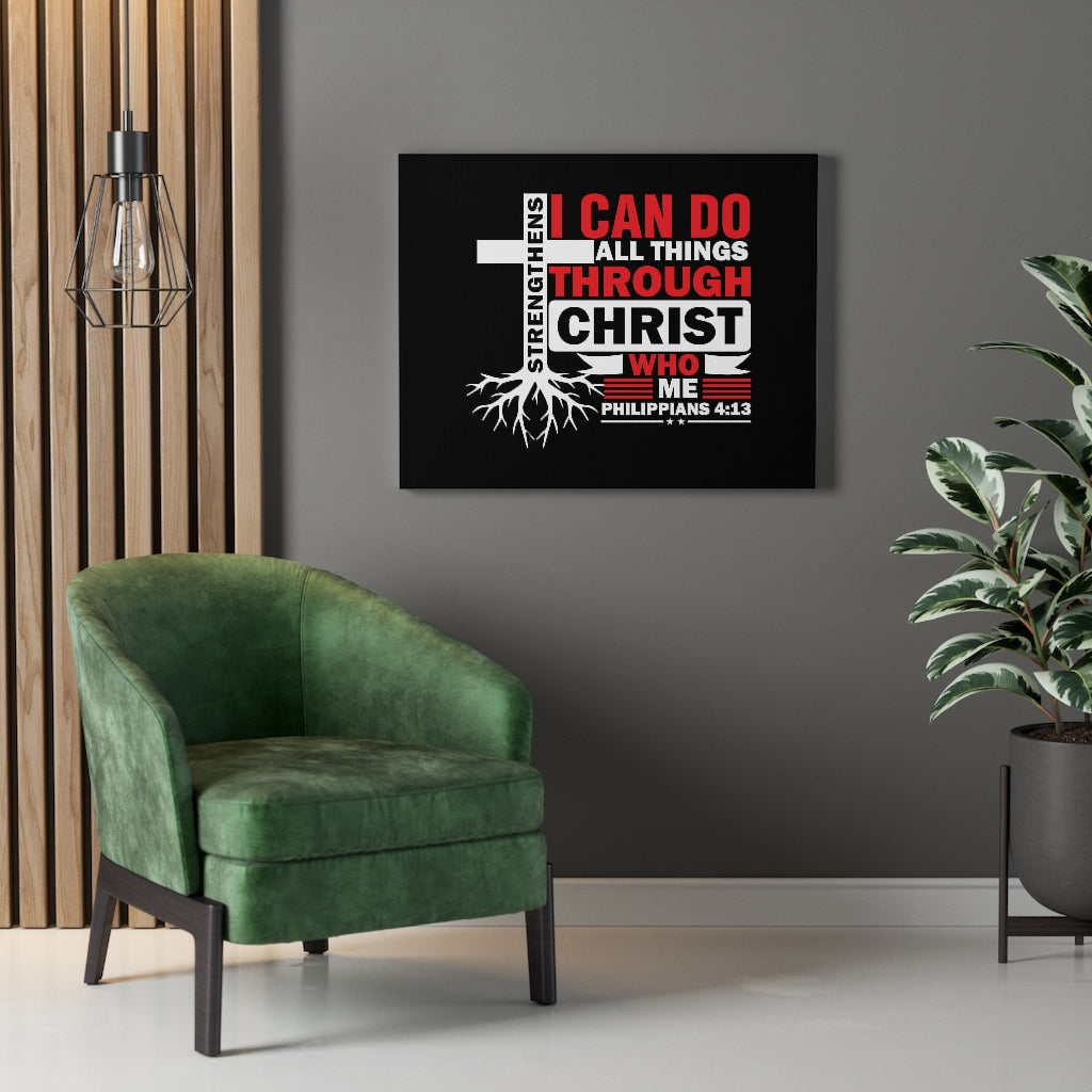 Scripture Walls Strengthens Me Red Cross Philippians 4:13 Bible Verse Canvas Christian Wall Art Ready to Hang Unframed-Express Your Love Gifts