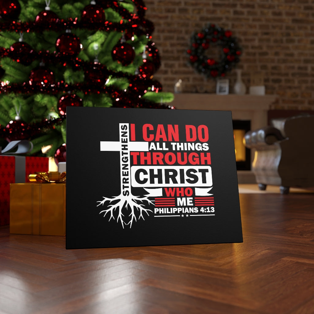 Scripture Walls Strengthens Me Red Cross Philippians 4:13 Bible Verse Canvas Christian Wall Art Ready to Hang Unframed-Express Your Love Gifts