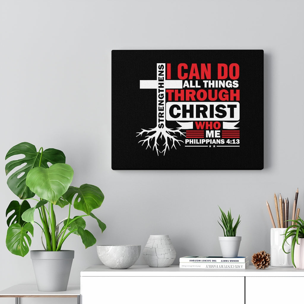 Scripture Walls Strengthens Me Red Cross Philippians 4:13 Bible Verse Canvas Christian Wall Art Ready to Hang Unframed-Express Your Love Gifts