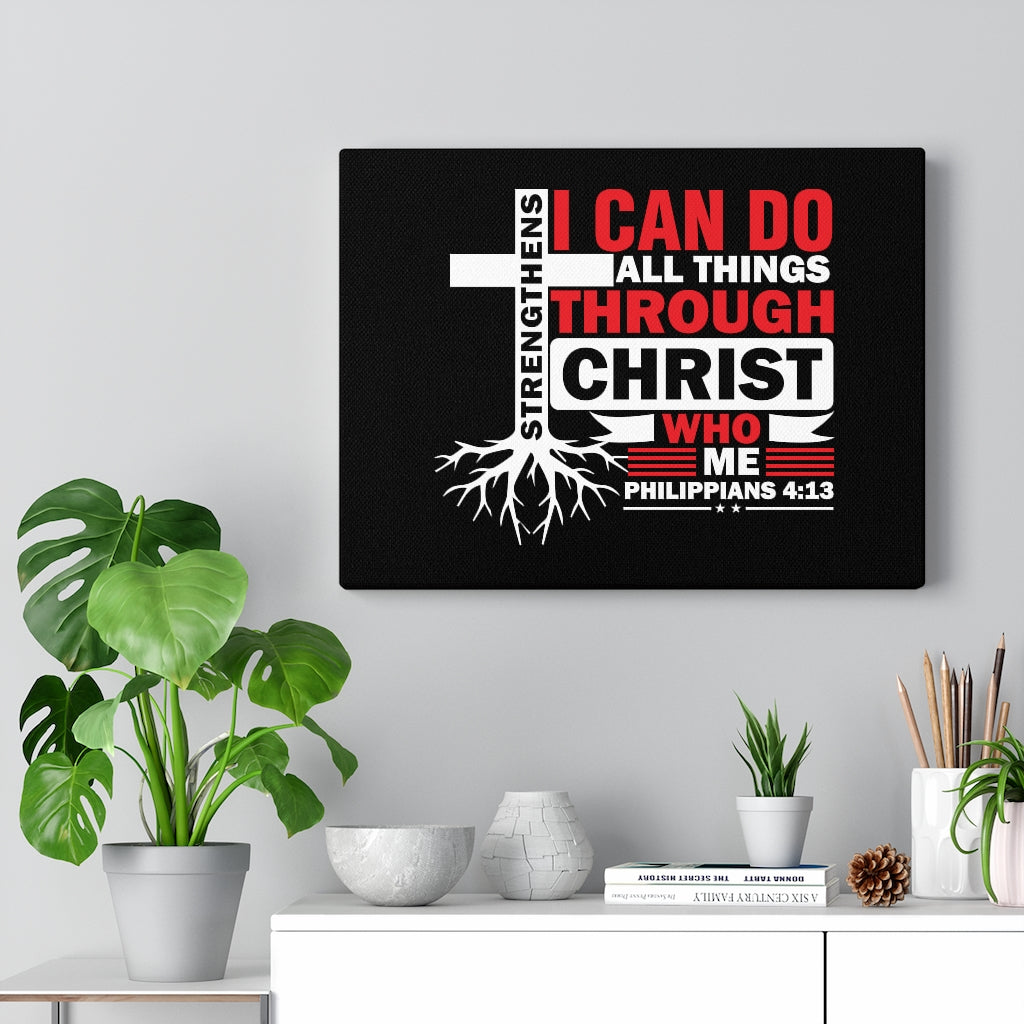 Scripture Walls Strengthens Me Red Cross Philippians 4:13 Bible Verse Canvas Christian Wall Art Ready to Hang Unframed-Express Your Love Gifts