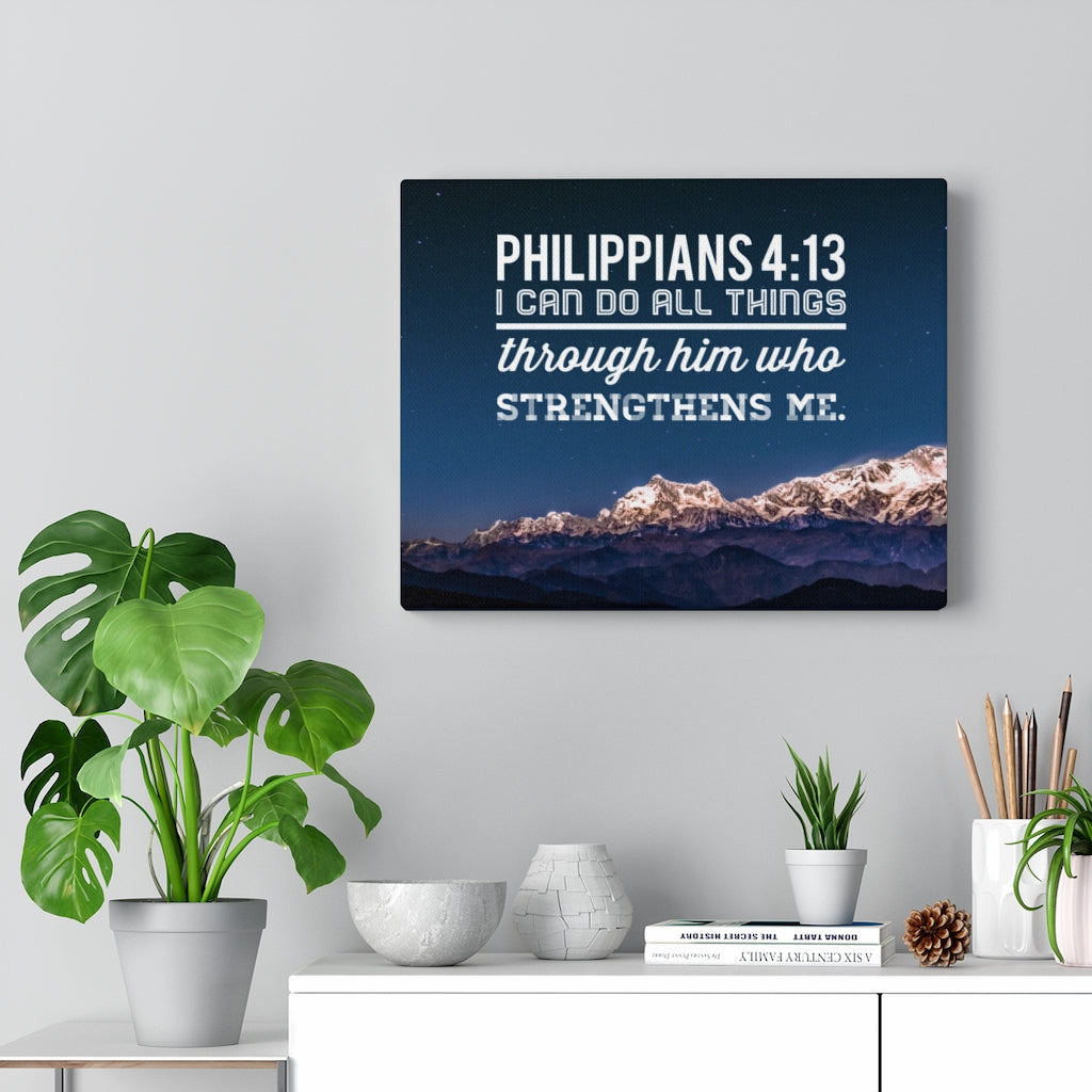 Scripture Walls Strengthens Philippians 4:13 Blue Sky Bible Verse Canvas Christian Wall Art Ready to Hang Unframed-Express Your Love Gifts