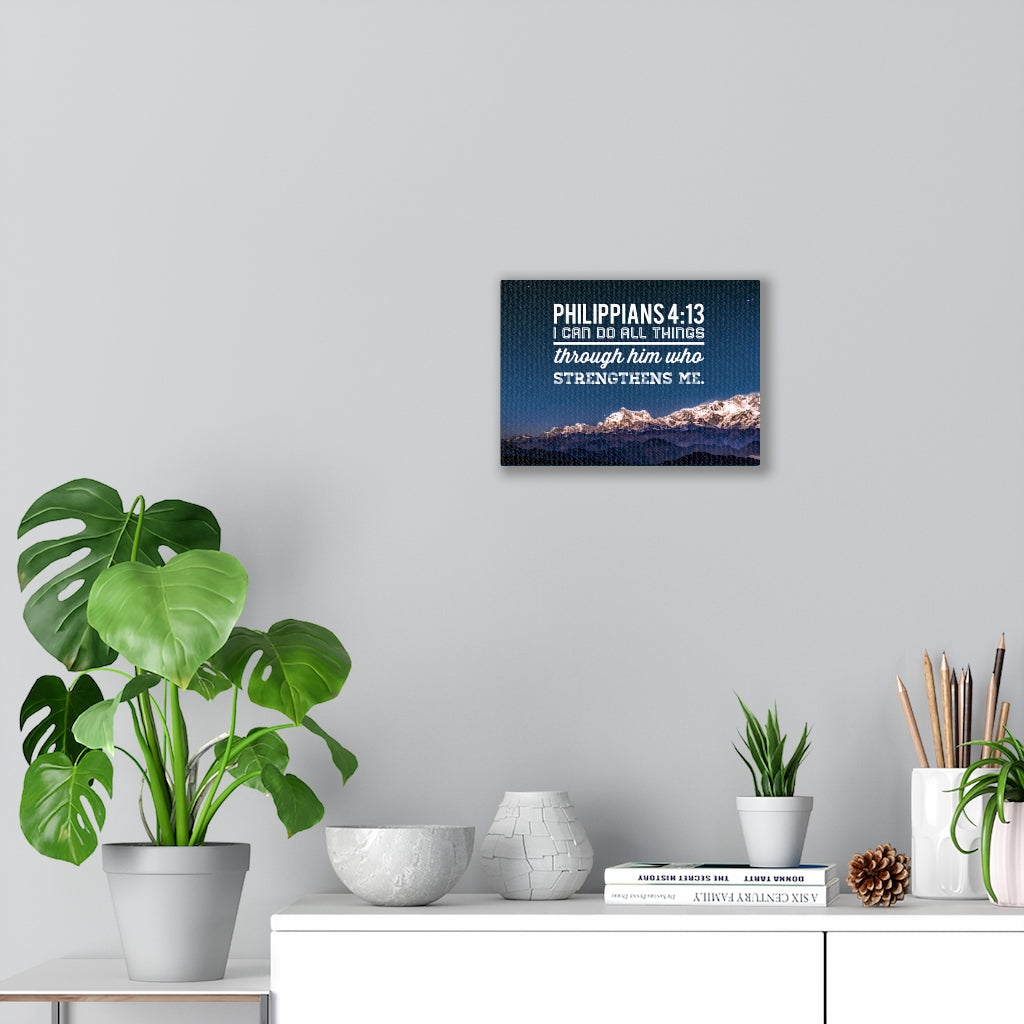 Scripture Walls Strengthens Philippians 4:13 Blue Sky Bible Verse Canvas Christian Wall Art Ready to Hang Unframed-Express Your Love Gifts