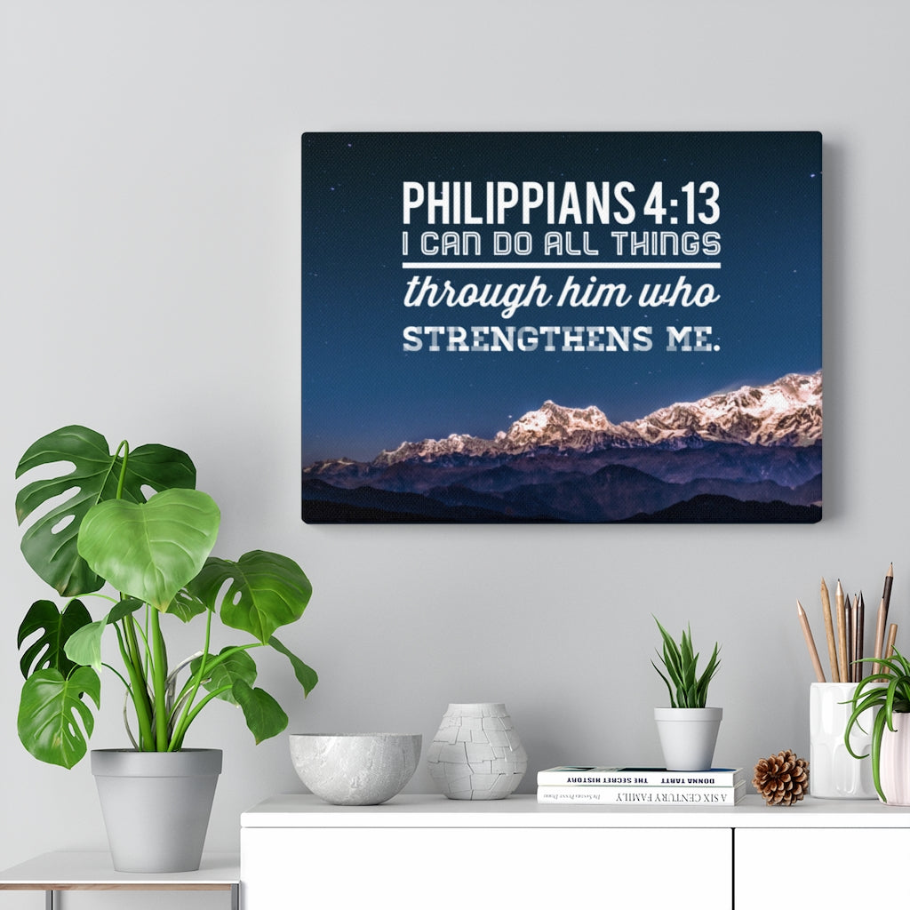 Scripture Walls Strengthens Philippians 4:13 Blue Sky Bible Verse Canvas Christian Wall Art Ready to Hang Unframed-Express Your Love Gifts