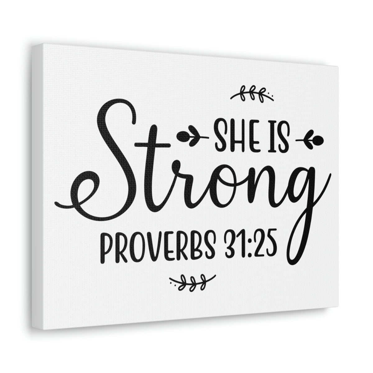 Scripture Walls Strong Proverbs 31:25 Leaves Bible Verse Canvas Christian Wall Art Ready to Hang Unframed-Express Your Love Gifts