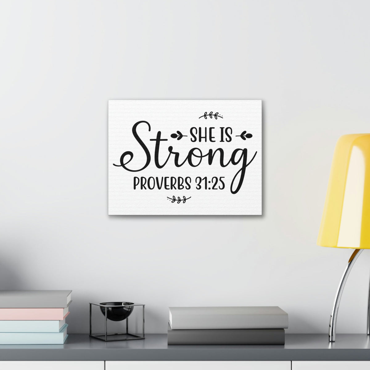 Scripture Walls Strong Proverbs 31:25 Leaves Bible Verse Canvas Christian Wall Art Ready to Hang Unframed-Express Your Love Gifts