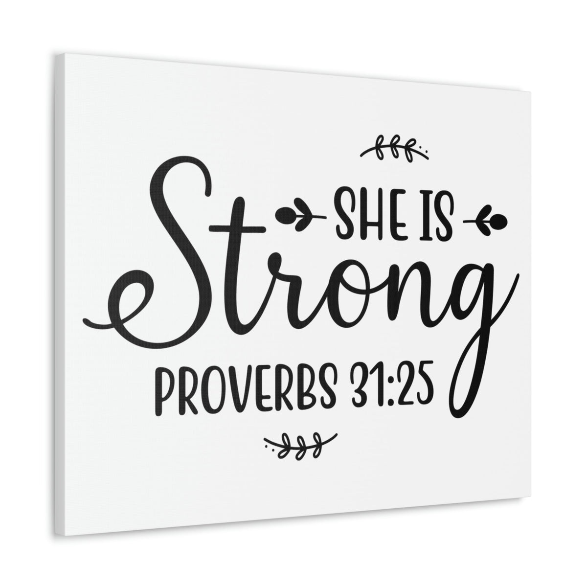 Scripture Walls Strong Proverbs 31:25 Leaves Bible Verse Canvas Christian Wall Art Ready to Hang Unframed-Express Your Love Gifts