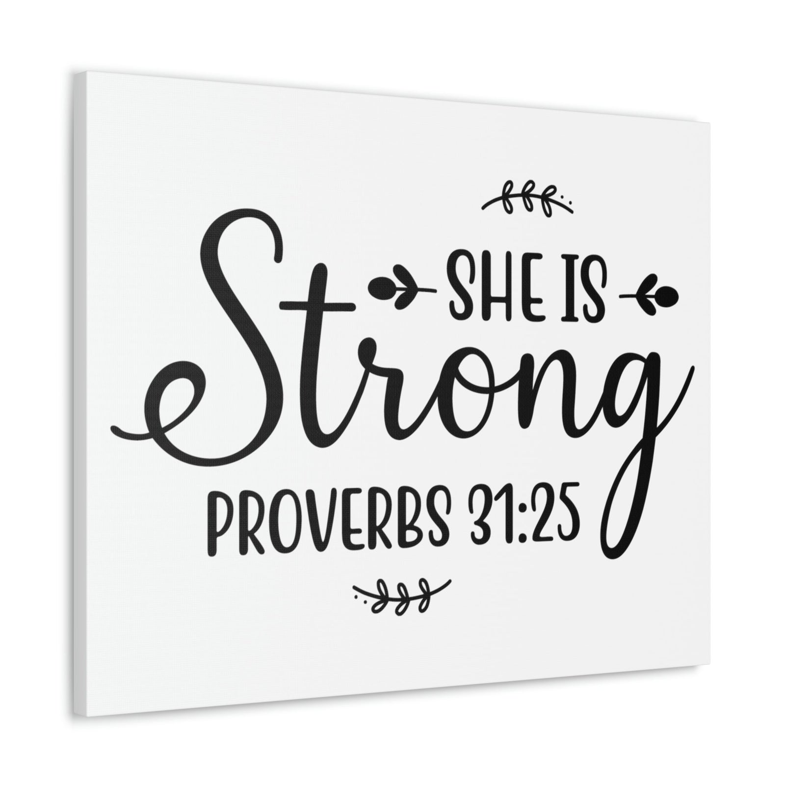 Scripture Walls Strong Proverbs 31:25 Leaves Bible Verse Canvas Christian Wall Art Ready to Hang Unframed-Express Your Love Gifts