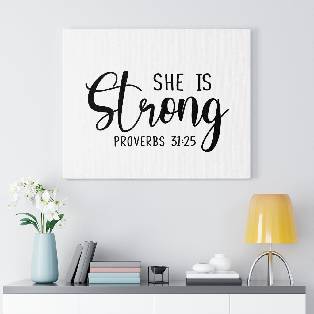 Scripture Walls Strong Proverbs 31:25 Plain Bible Verse Canvas Christian Wall Art Ready to Hang Unframed-Express Your Love Gifts
