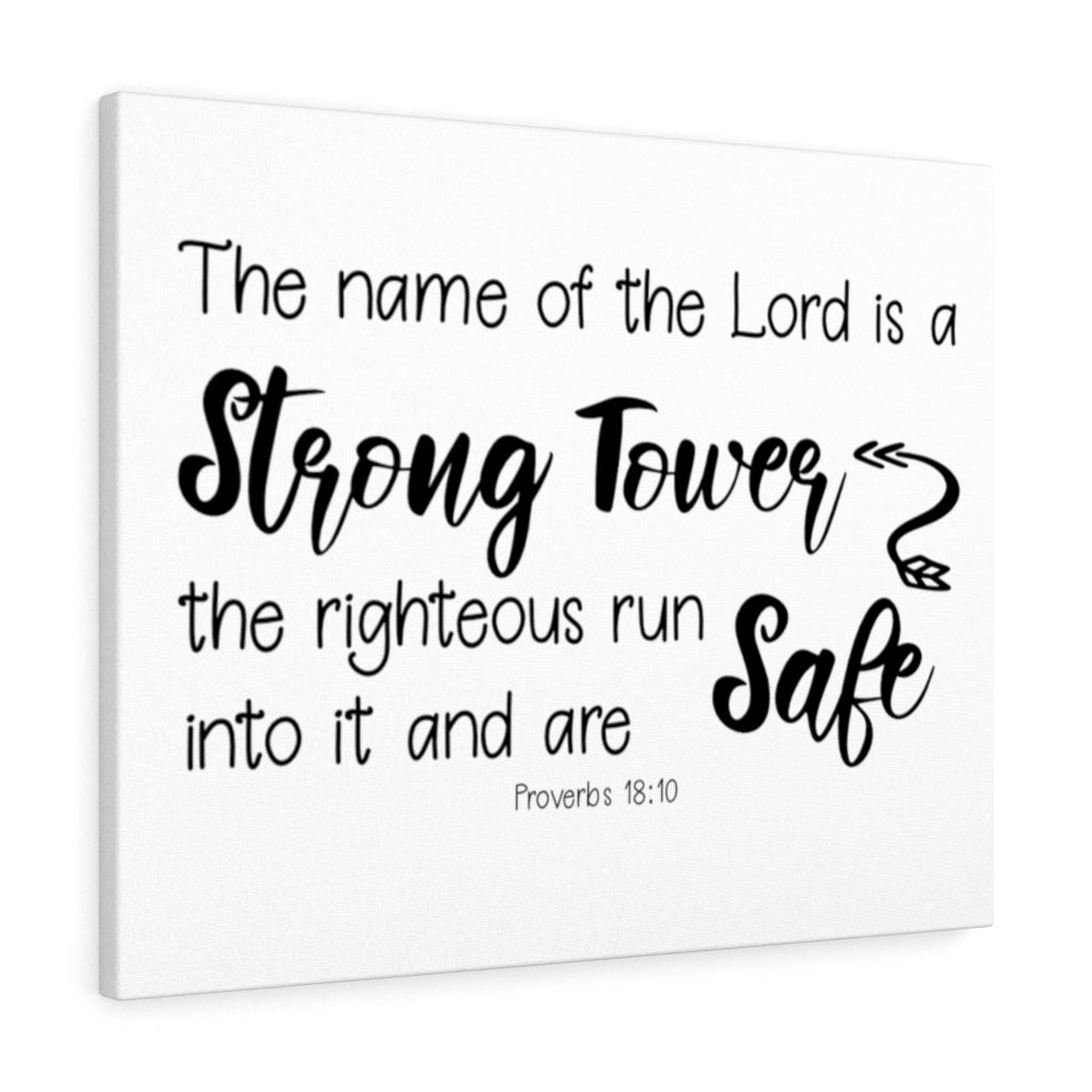 Scripture Walls Strong Tower Proverbs 18:10 Bible Verse Canvas Christian Wall Art Ready to Hang Unframed-Express Your Love Gifts