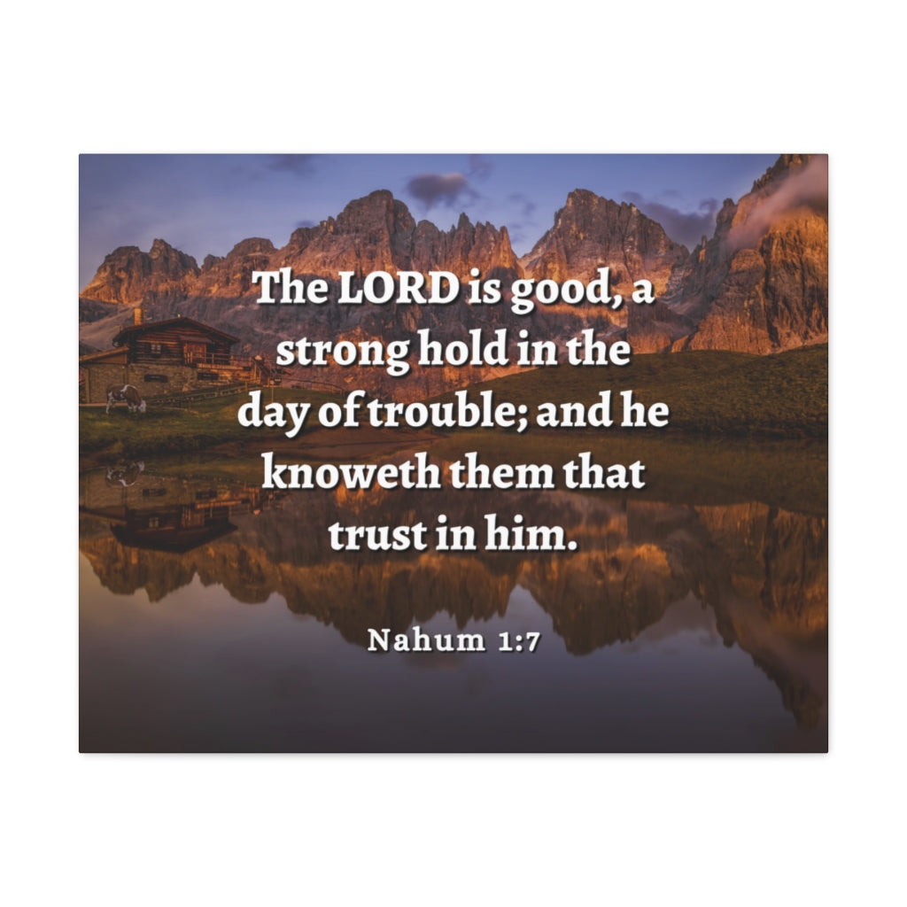 Scripture Walls Stronghold In The Day Of Trouble Nahum 1:7 Bible Verse Canvas Christian Wall Art Ready to Hang Unframed-Express Your Love Gifts