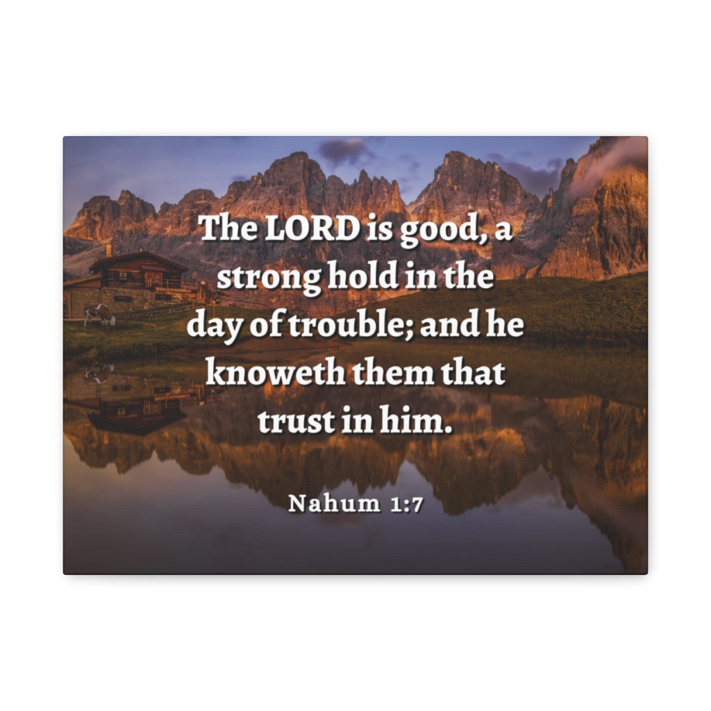 Scripture Walls Stronghold In The Day Of Trouble Nahum 1:7 Bible Verse Canvas Christian Wall Art Ready to Hang Unframed-Express Your Love Gifts